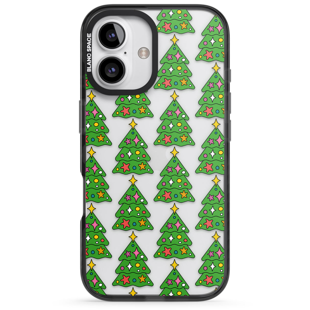 iPhone 16 Pro Max Christmas Tree Pattern (Clear) Black Impact Phone Case