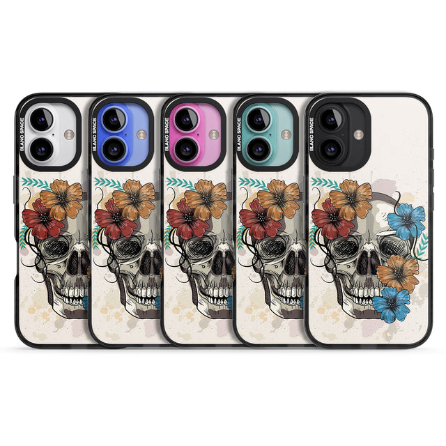 iPhone 16 Pro Max Sugar Skull Floral Black Impact Phone Case