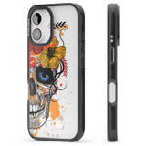 iPhone 16 Pro Max Sugar Skull Flowers Black Impact Phone Case