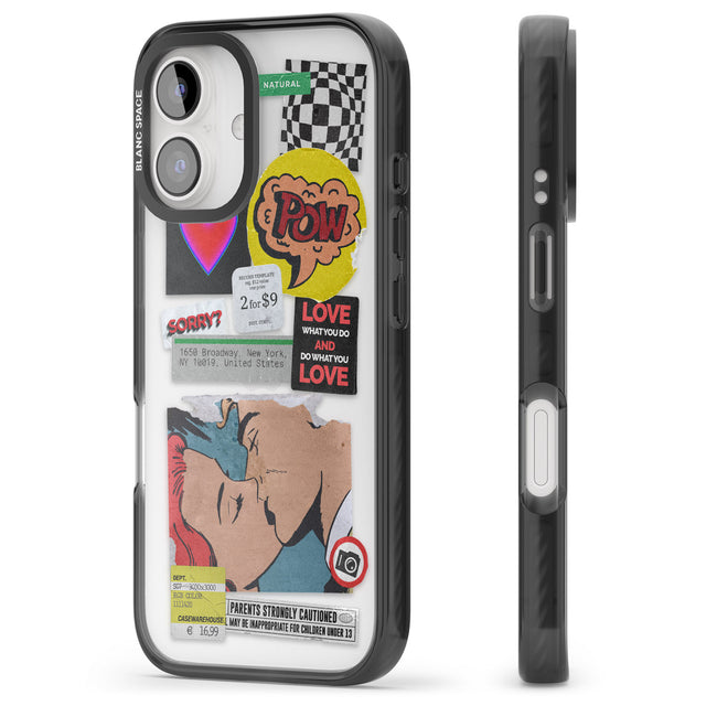 iPhone 16 Pro Max Retro Sticker Mix Black Impact Phone Case