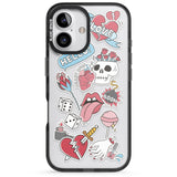 iPhone 16 Pro Max Skull & Flowers Sticker Black Impact Phone Case