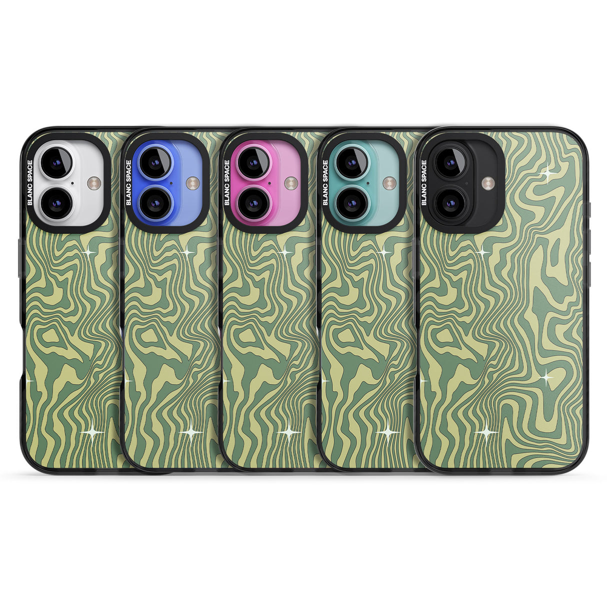 iPhone 16 Pro Max Green Abstract Wave Black Impact Phone Case + Magsafe