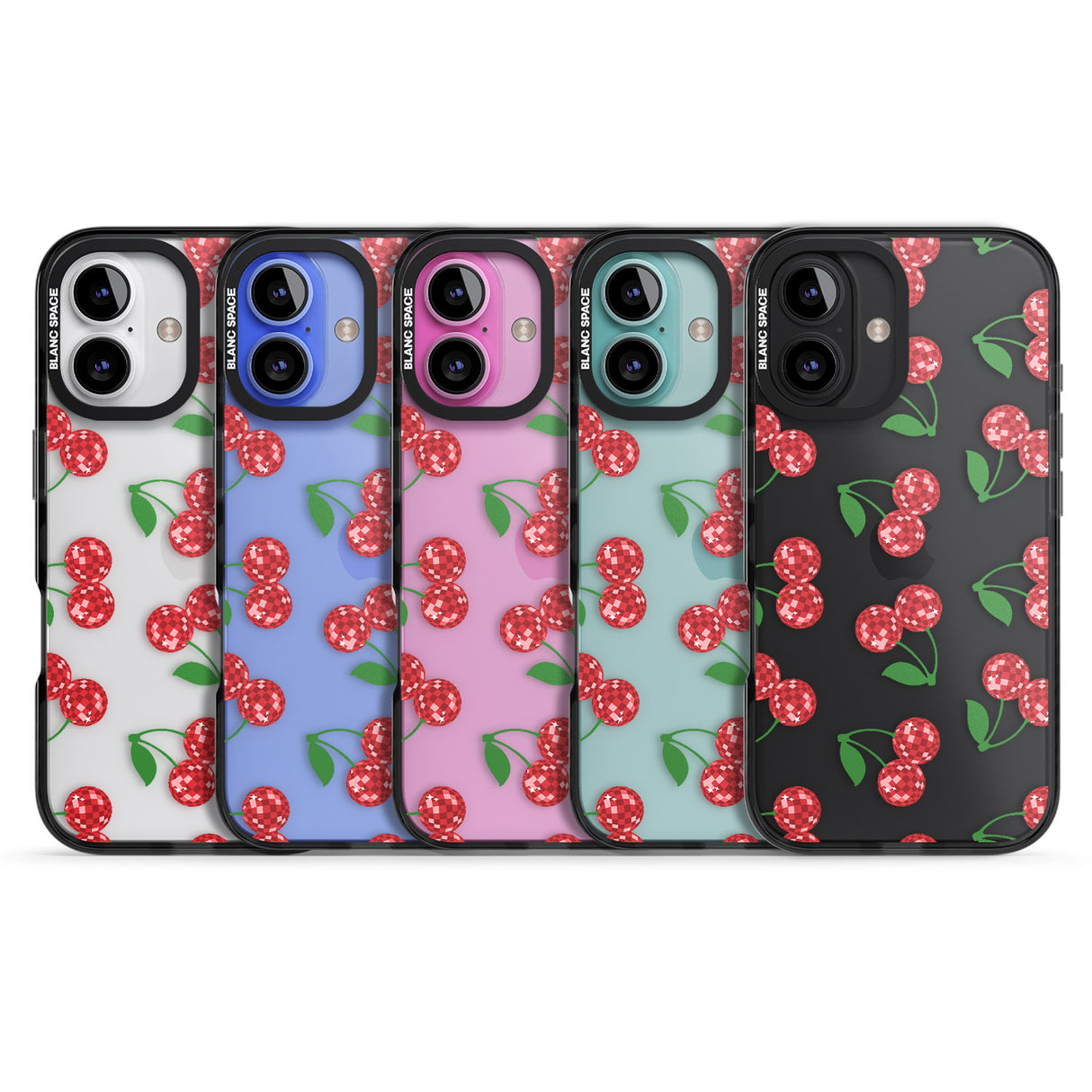 iPhone 16 Pro Max Disco Cherry Pattern Black Impact Phone Case + Magsafe