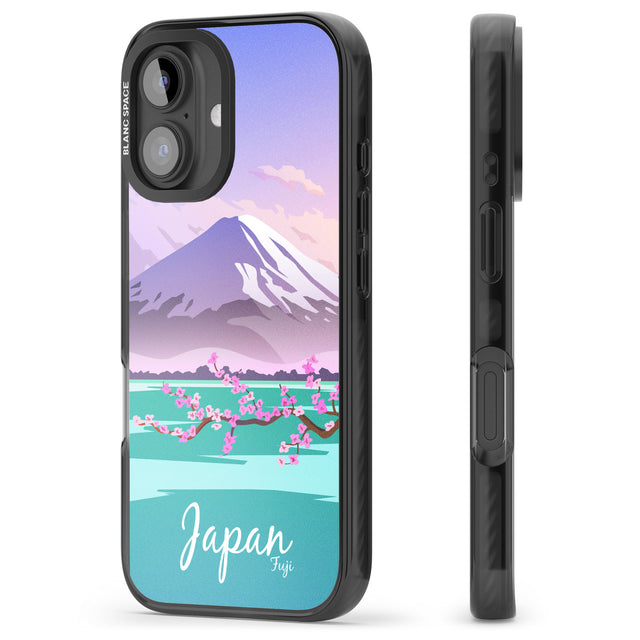 iPhone 16 Pro Max Vintage Travel Poster Japan Black Impact Phone Case