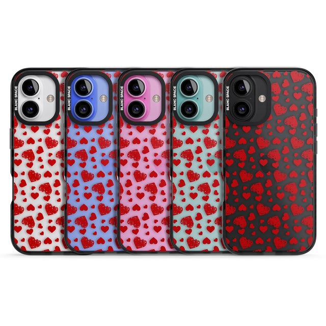 iPhone 16 Pro Max Sketched Heart Pattern Black Impact Phone Case