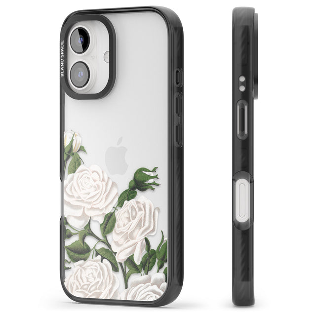 iPhone 16 Pro Max White Vintage Painted Flowers Clear Impact Phone Case + Magsafe