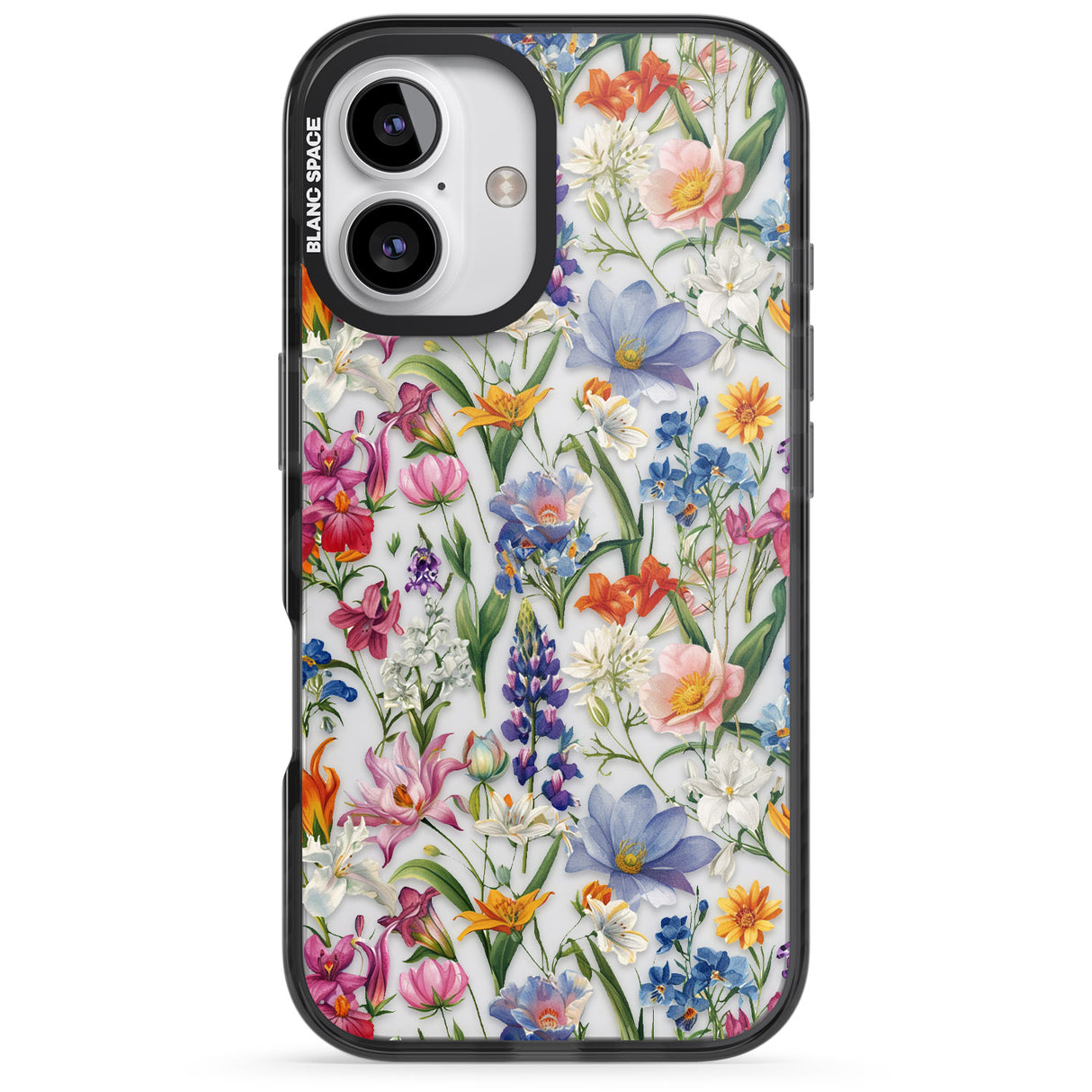 iPhone 16 Pro Max Vintage Wildflowers Black Impact Phone Case + Magsafe