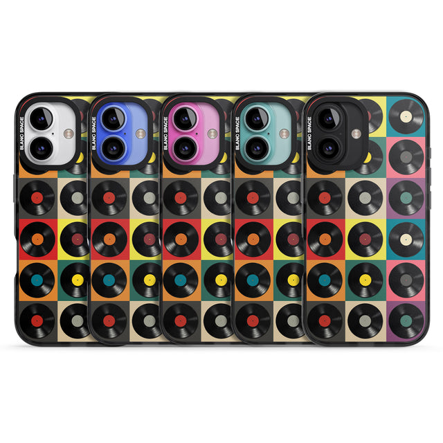 iPhone 16 Pro Max Vinyl Record Pattern Black Impact Phone Case