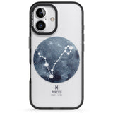 iPhone 16 Pro Max Pisces Zodiac Transparent Design - Blue Black Impact Phone Case