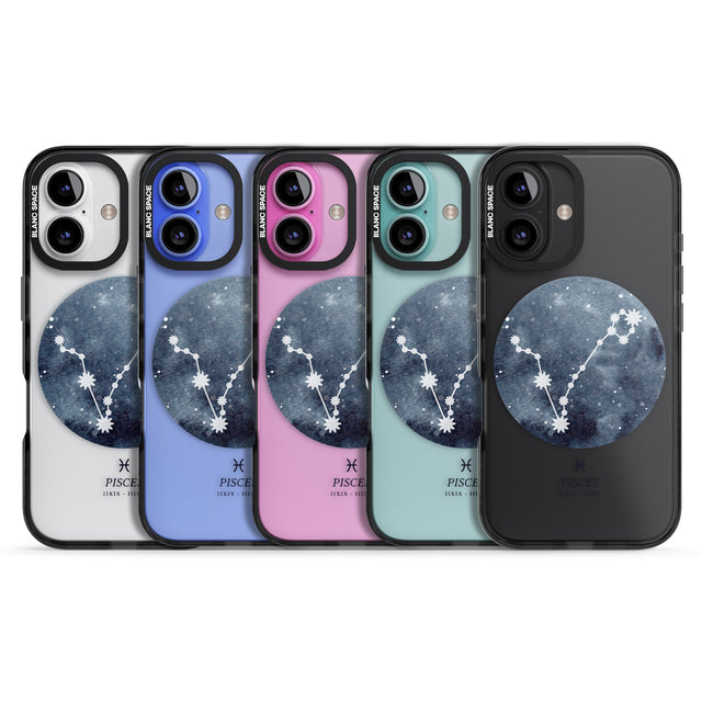 iPhone 16 Pro Max Pisces Zodiac Transparent Design - Blue Black Impact Phone Case