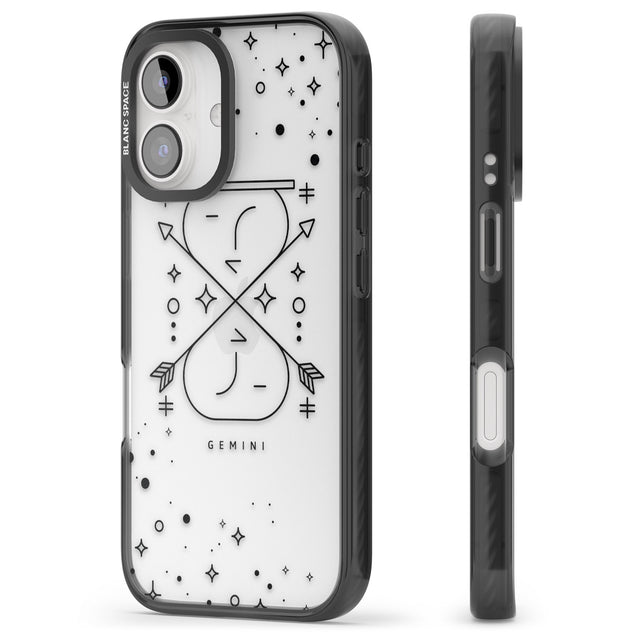 iPhone 16 Pro Max Gemini Emblem - Transparent Design Black Impact Phone Case