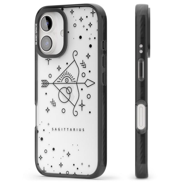 iPhone 16 Pro Max Sagittarius Emblem - Transparent Design Black Impact Phone Case