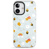 iPhone 16 Pro Max Sweet As Honey Patterns: Bees & Rainbows Black Impact Phone Case