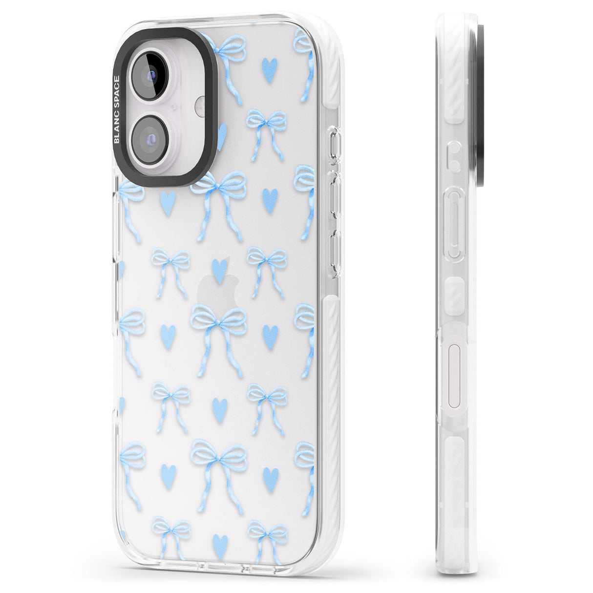 iPhone 16 Blue Bows & Hearts Clear Impact Phone Case