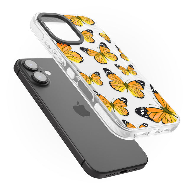 iPhone 16 Pro Max Sun-Yellow Butterflies Black Impact Phone Case