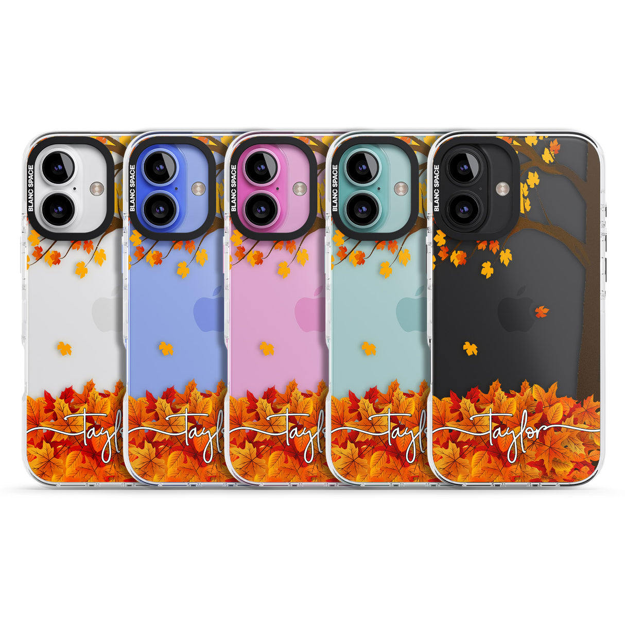 iPhone 16 Pro Max Personalised Autumn Leaves Black Impact Phone Case