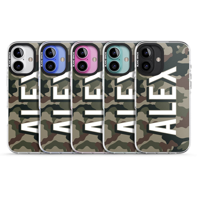 iPhone 16 Pro Max Personalised Classic Green Camo Black Impact Phone Case