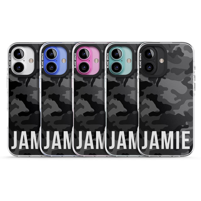 iPhone 16 Pro Max Personalised Horizontal Name Black Camouflage Black Impact Phone Case