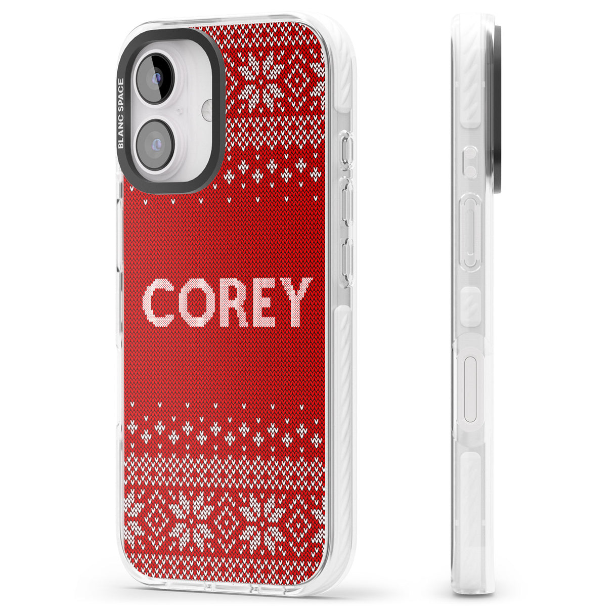 iPhone 16 Pro Max Personalised Red Christmas Knitted Jumper Black Impact Phone Case