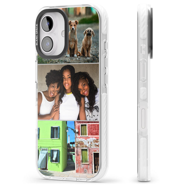 iPhone 16 Pro Max Personalised 3 Photo Grid Black Impact Phone Case