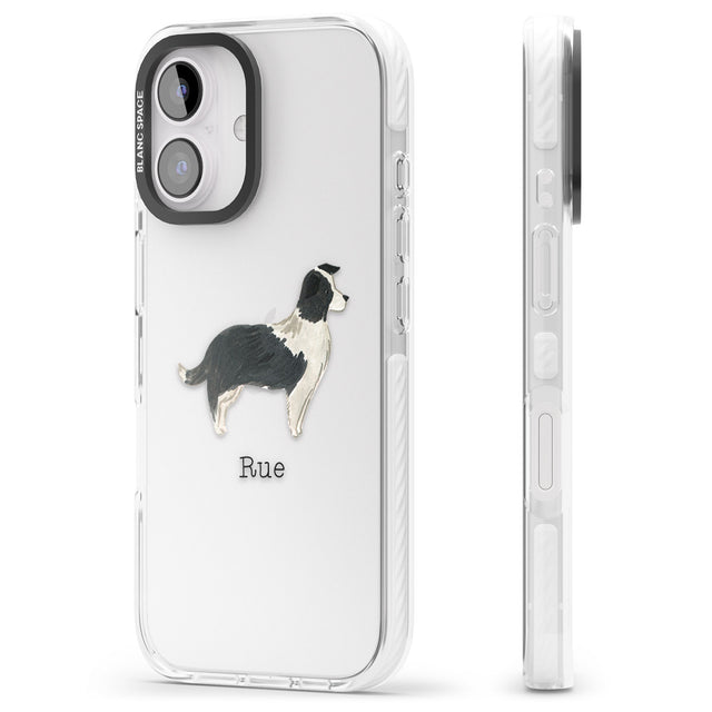 iPhone 16 Pro Max Personalised Border Collie Black Impact Phone Case