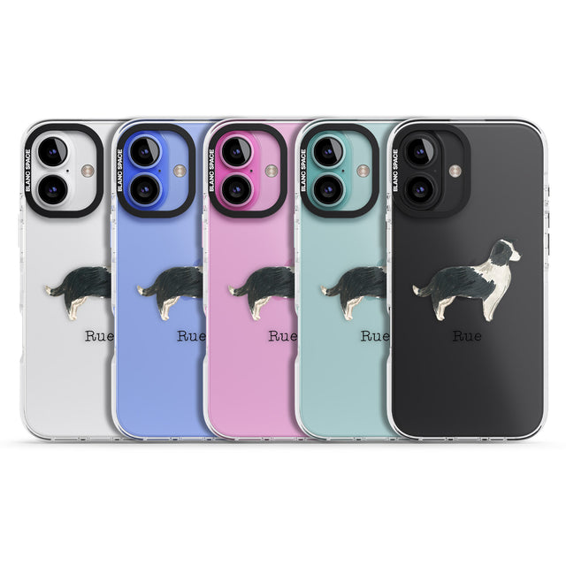 iPhone 16 Pro Max Personalised Border Collie Black Impact Phone Case