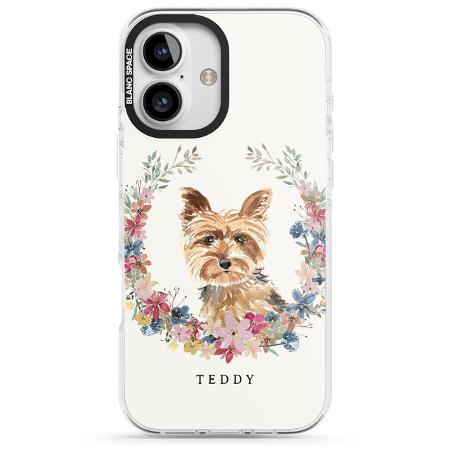 iPhone 16 Pro Max Personalised Yorkshire Terrier - Watercolour Dog Portrait Black Impact Phone Case