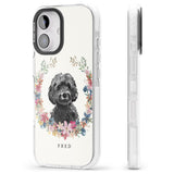 iPhone 16 Pro Max Personalised Black Cockapoo - Watercolour Dog Portrait Black Impact Phone Case