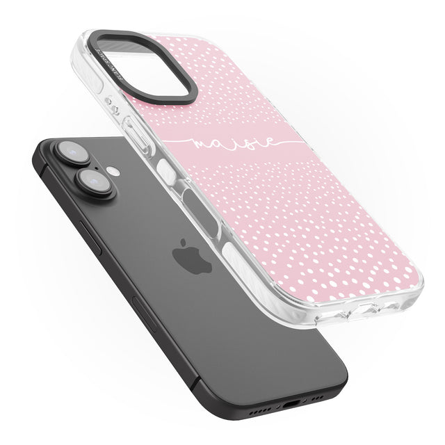 iPhone 16 Pro Max Personalised Pink Dots Black Impact Phone Case