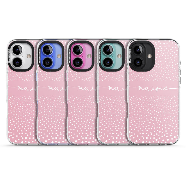 iPhone 16 Pro Max Personalised Pink Dots Black Impact Phone Case