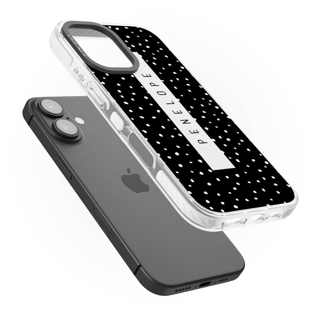 iPhone 16 Pro Max Personalised Black Dots Black Impact Phone Case