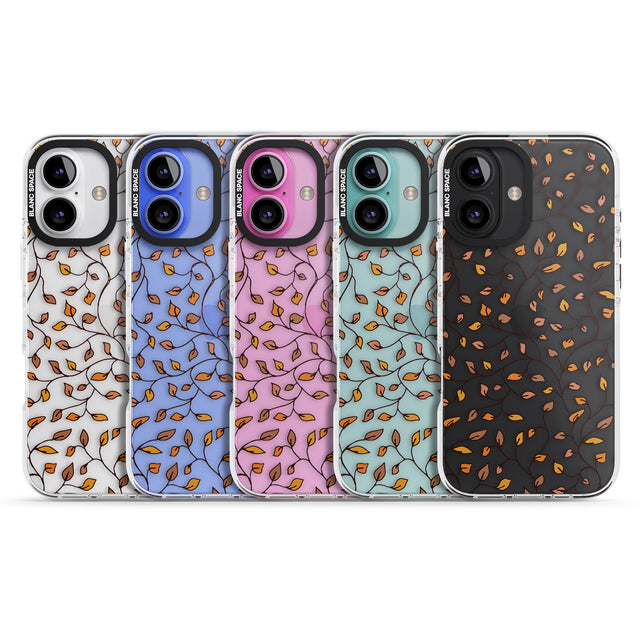 iPhone 16 Pro Max Personalised Autumn Leaves Pattern Black Impact Phone Case