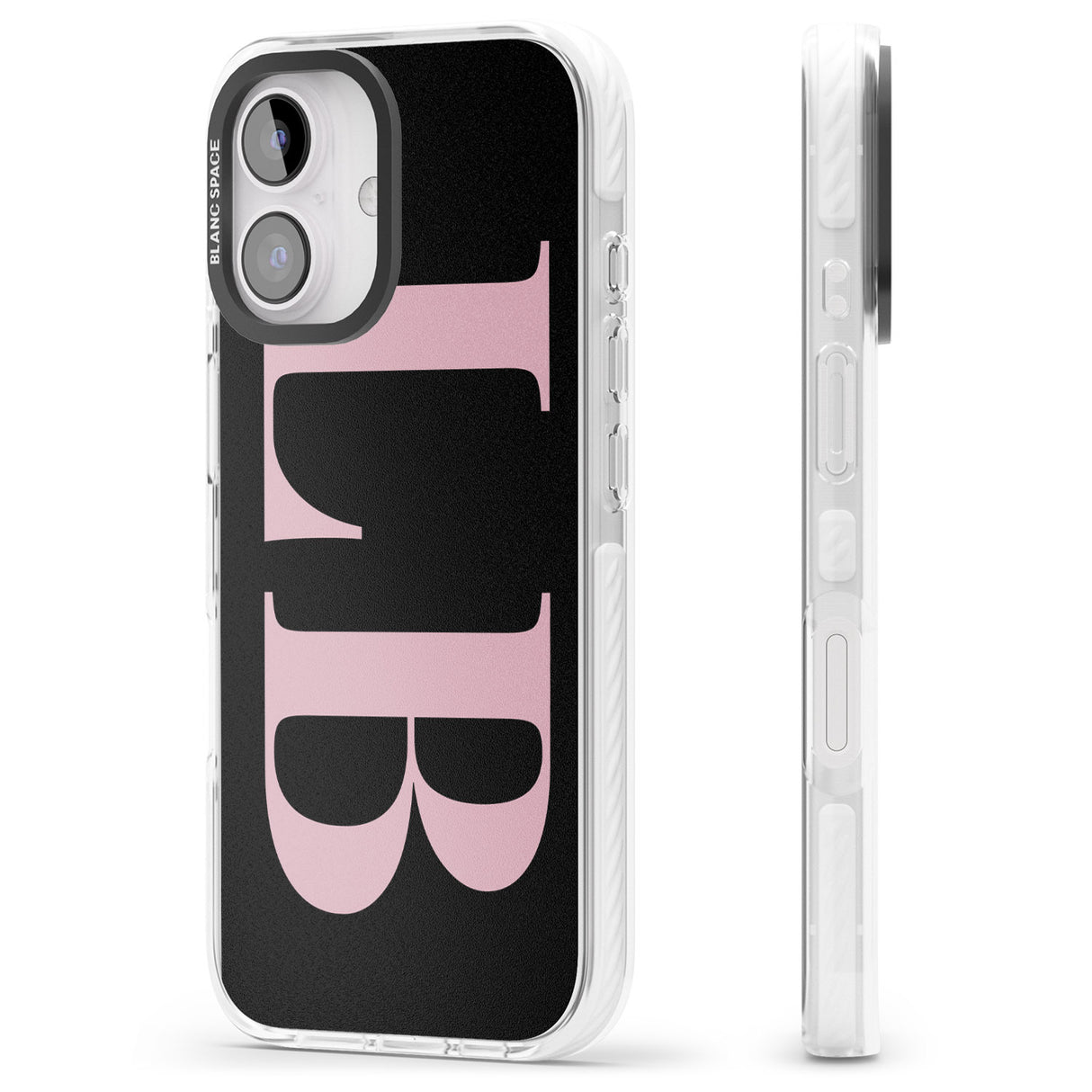 iPhone 16 Pro Max Personalised Pink & Black Letters Black Impact Phone Case