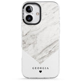 iPhone 16 Pro Max Personalised White Marble Black Impact Phone Case