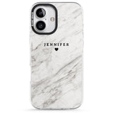 iPhone 16 Pro Max Personalised Light Grey & White Marble Texture Black Impact Phone Case