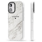 iPhone 16 Pro Max Personalised Light Grey & White Marble Texture Black Impact Phone Case