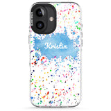 iPhone 16 Pro Max Personalised Rainbow Paint Splatter Black Impact Phone Case