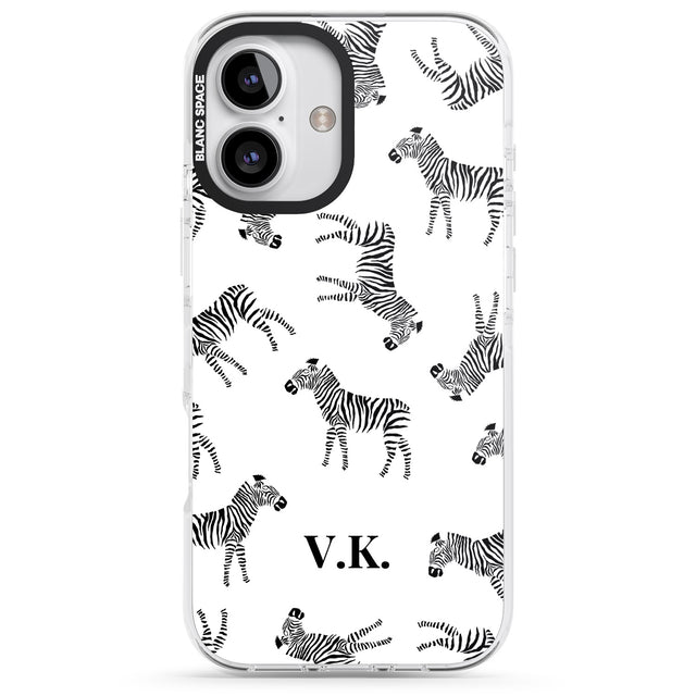 iPhone 16 Pro Max Personalised Zebra Pattern Black Impact Phone Case