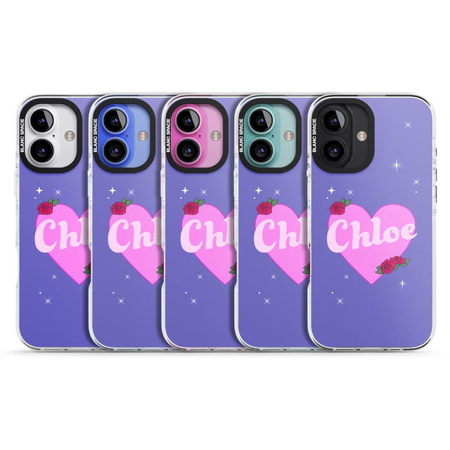 iPhone 16 Pro Max Personalised Glamorous Love Heart Black Impact Phone Case