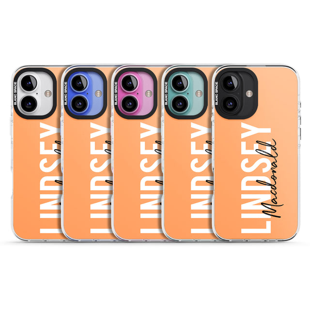 iPhone 16 Pro Max Personalised Bold Name: Peach Black Impact Phone Case