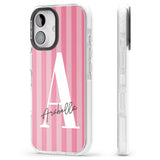 iPhone 16 Pro Max Personalised Pink on Pink Stripes Black Impact Phone Case