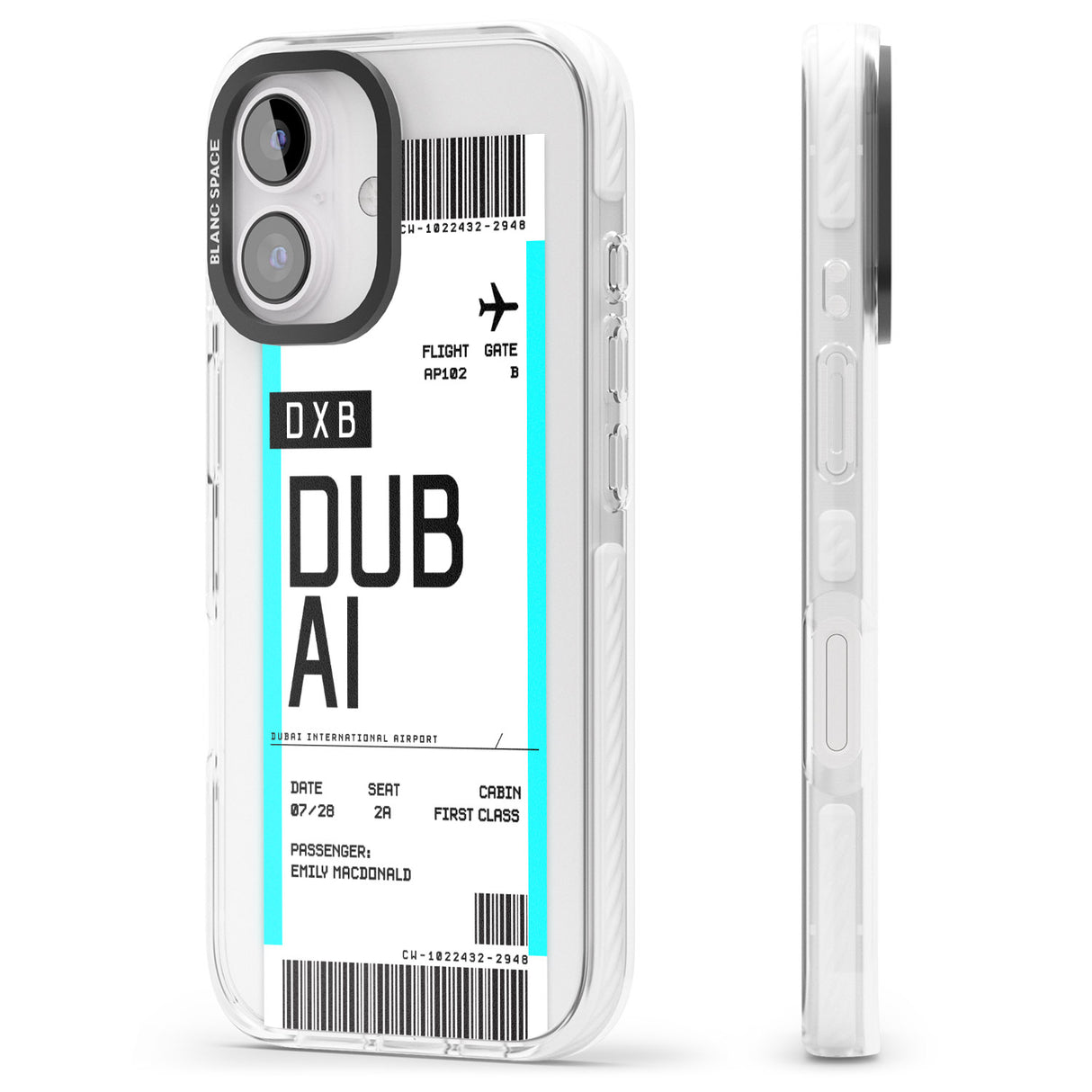 iPhone 16 Pro Max Personalised Dubai Boarding Pass Black Impact Phone Case