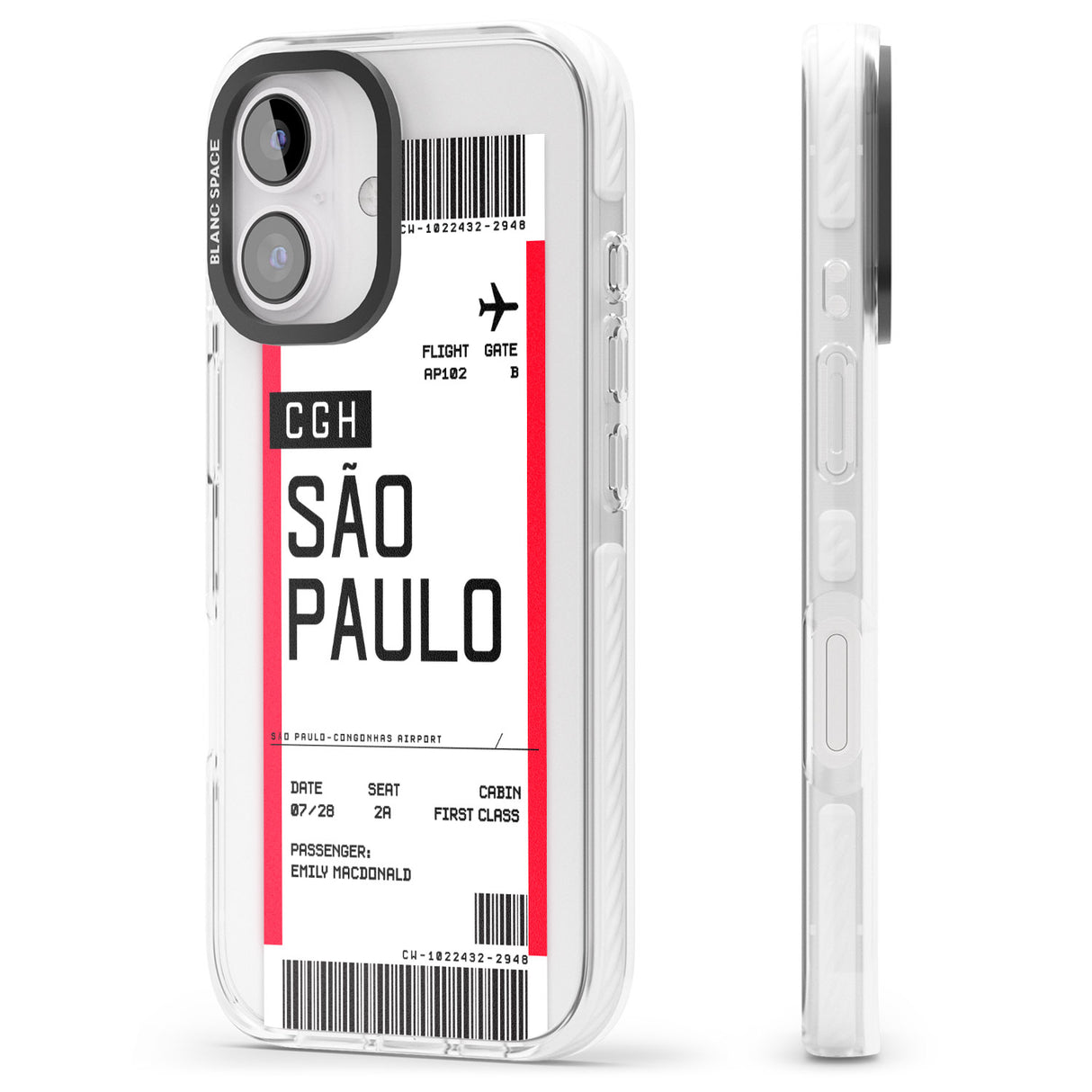 iPhone 16 Pro Max Personalised São Paulo Boarding Pass Black Impact Phone Case