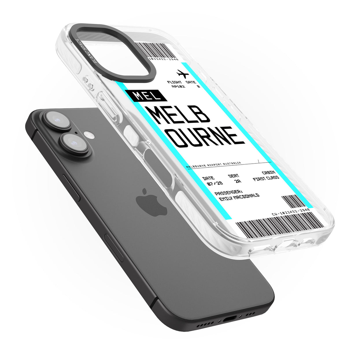 iPhone 16 Pro Max Personalised Melbourne Boarding Pass Black Impact Phone Case