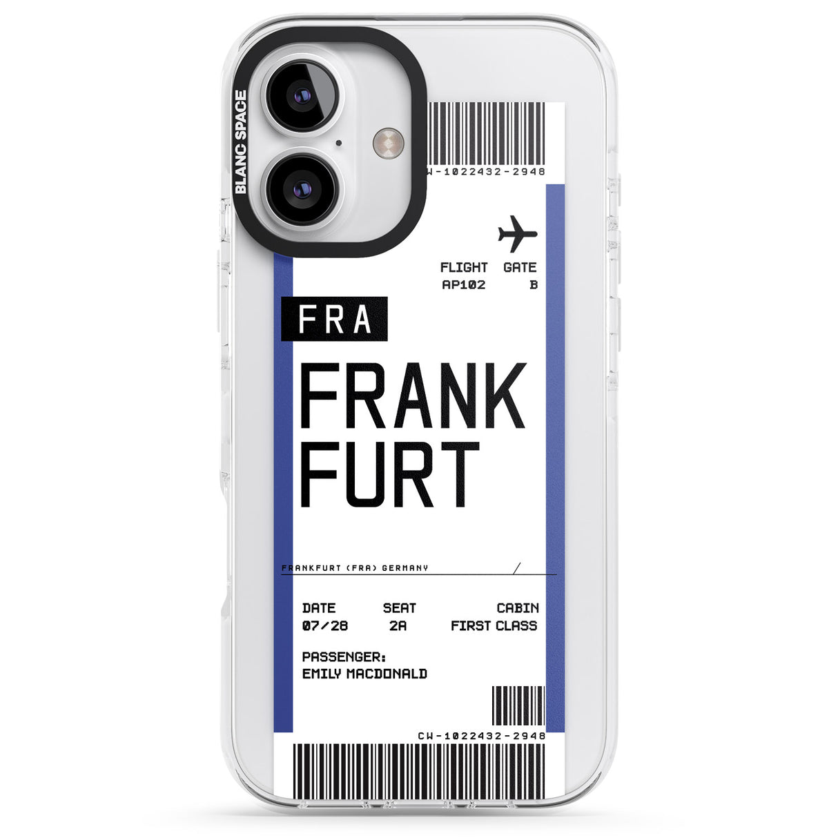 iPhone 16 Pro Max Personalised Frankfurt Boarding Pass Black Impact Phone Case