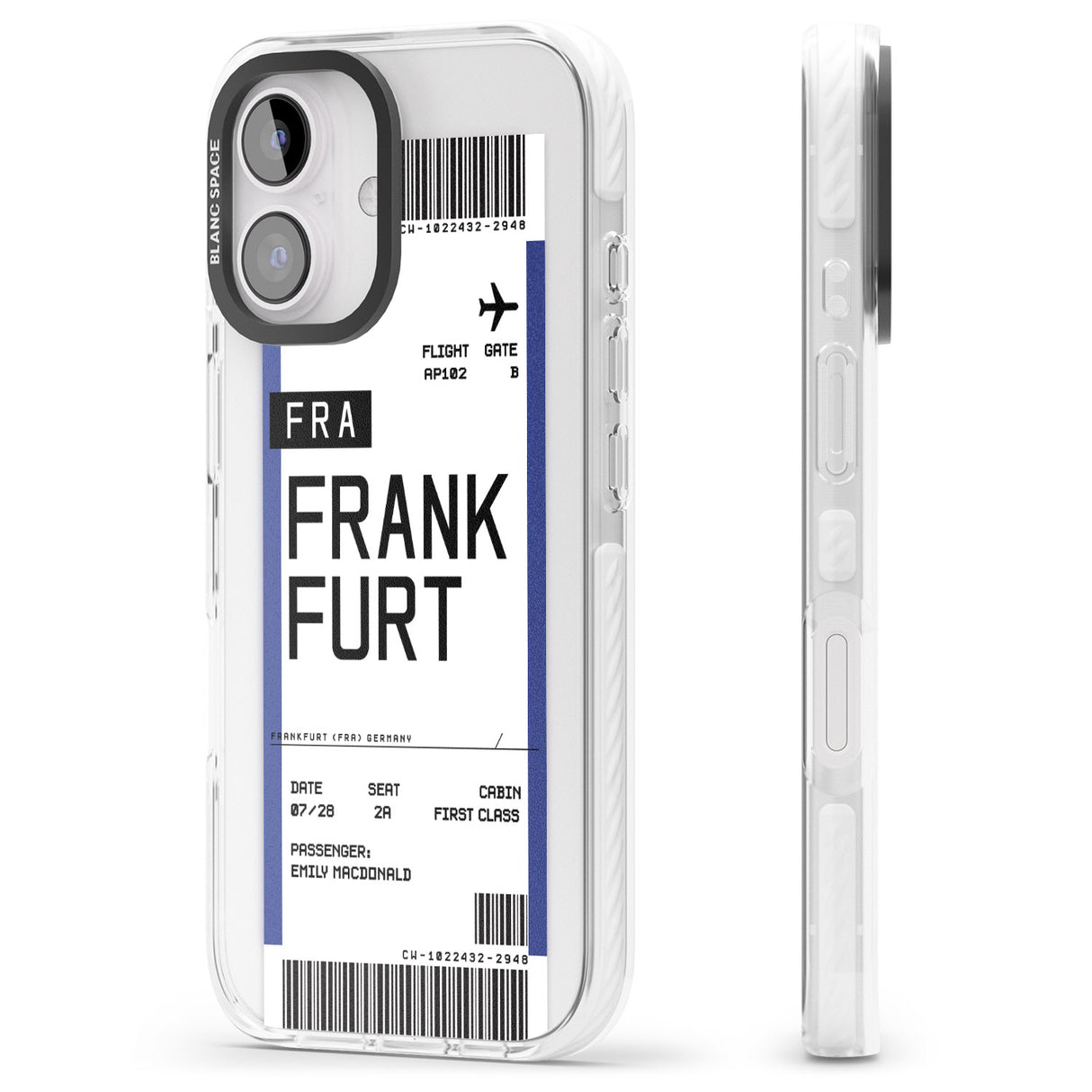 iPhone 16 Pro Max Personalised Frankfurt Boarding Pass Black Impact Phone Case