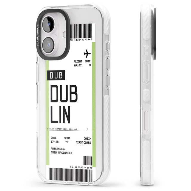 iPhone 16 Pro Max Personalised Dublin Boarding Pass Black Impact Phone Case