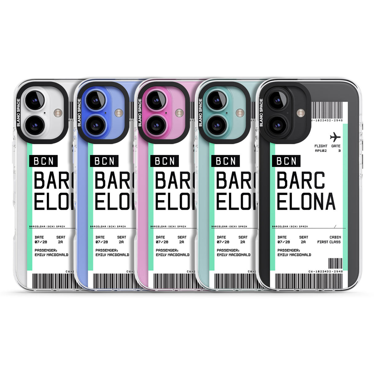 iPhone 16 Pro Max Personalised Barcelona Boarding Pass Black Impact Phone Case