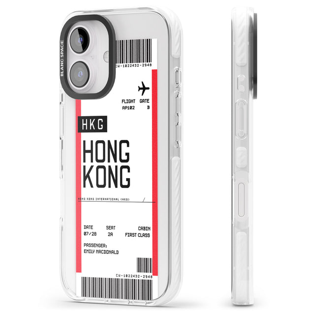 iPhone 16 Pro Max Personalised Hong Kong Boarding Pass Black Impact Phone Case