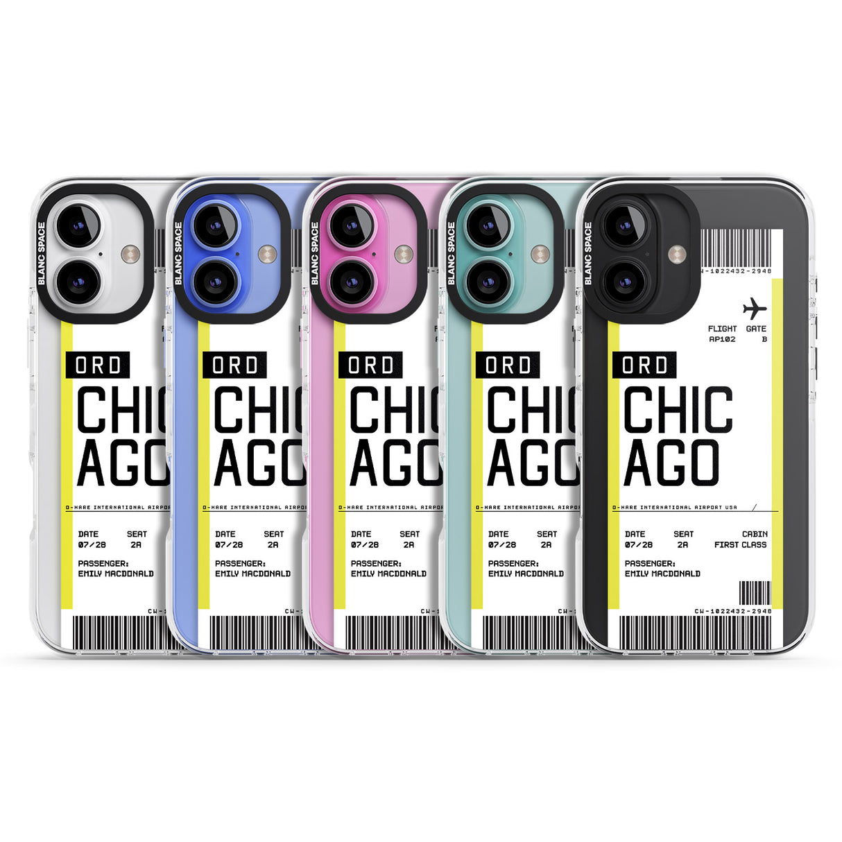 iPhone 16 Pro Max Personalised Chicago Boarding Pass Black Impact Phone Case